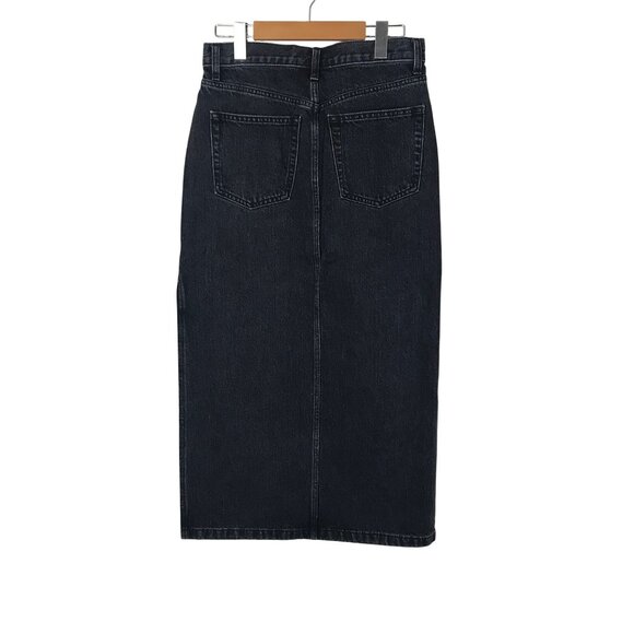 Aritzia TNA Black Denim Midi Skirt With Side Slit Size 4 - Picture 6 of 8